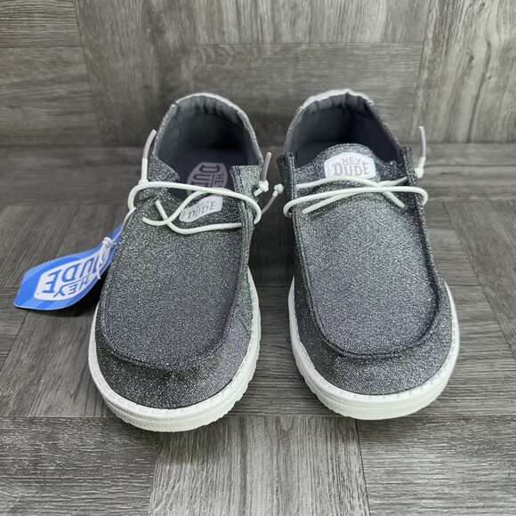 Hey Dude Wendy Metallic Sparkle Women's size 6 Grey Slip On Shoes - Picture 4 of 8